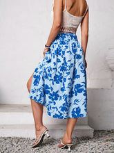 Back view of Havélyra Bloom Skirt in ultra marine floral print