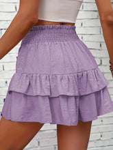 Purple Ruffle flair high waist skort shorts back view