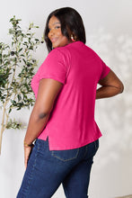 Back view of Full Size Round Neck T-Shirt with relaxed fit, in hot pink