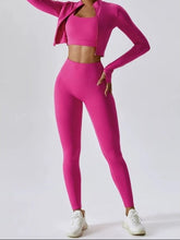 Hot pink women’s athletic 3-piece set front view