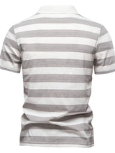Back view image of the Ivory Men's Dualtone Harmony Contrast Striped Short Sleeve Polo.