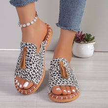 Ivory Fringe Leopard Open Toe Sandals front angle