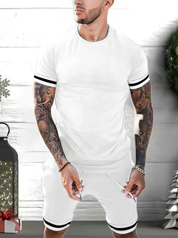 Men's plus size white Kavrix MotionSet front view on model.