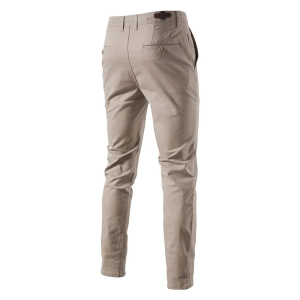 Back view of Khaki Aiopeson Slim Fit Chino Pants highlighting tailored slim cut and back pocket detail.