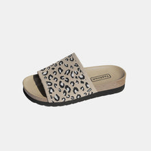 Model wearing khaki Leopard Open Toe Sandals