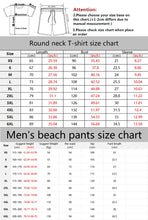 Kyngro 66 Legacy Shorts Set size charts for round neck t-shirts and men's beach shorts with measurements.
