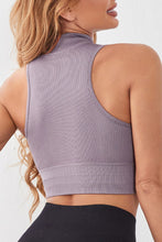 Lunessa Sport Tank in moonlit mauve — back view showing seamless rib texture.