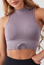 Lunessa Sport Tank in moonlit mauve — front view, mock neck and ribbed fit.