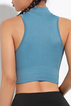 Lunessa Sport Tank in sky blue — back view, form-fitting rib texture.