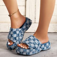 Medium Raw Hem Plaid Platform Sandals side profile