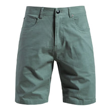 Metro Form light green cotton chino shorts front view.