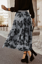 Back view of Misty blue Elverra Bloomline Maxi Skirt featuring high waist and embroidery