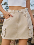 mocha adjustable waist denim skirt front hand in pocket