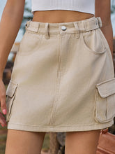 mocha adjustable waist denim skirt zoom front view