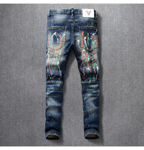 Montrézo PaintFlex Denim back view with paint splatter and distressed back pocket trim