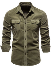 Front view of moss Ebb & Flow Solstice Button-Down Shirt.