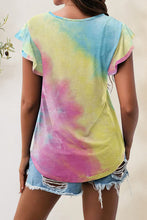 Back view of Multicolor Printed Round Neck Short Sleeve T-Shirt