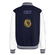 Navy Blue Divine Dominion Heavyweight Varsity Jacket back view
