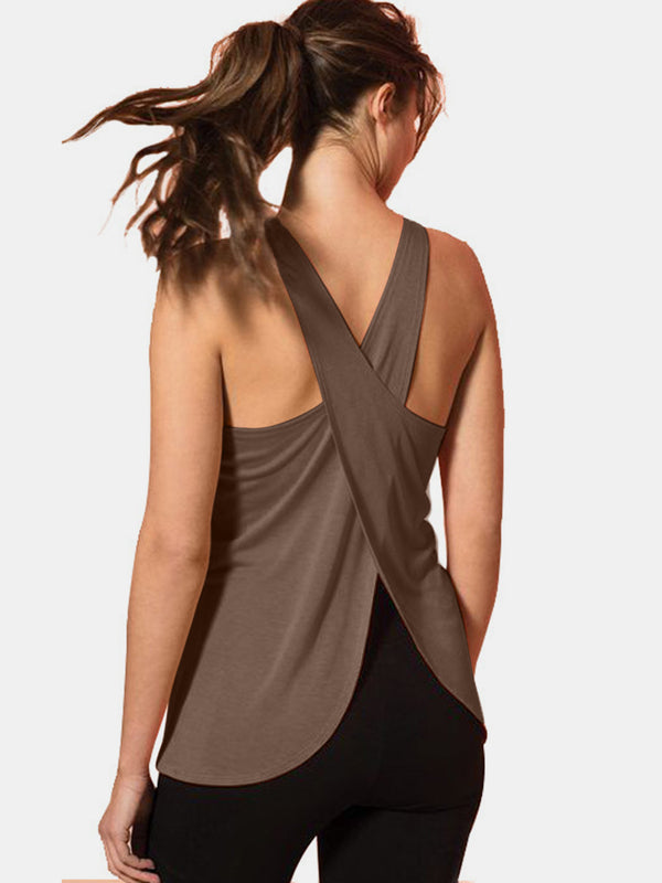 Crisscross back design on Optima Stride Chill Tank in mocha.