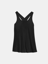 Optima Stride Chill Crisscross Active Tank flat lay front view in black.