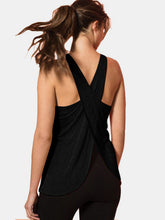 Crisscross back design on Optima Stride Chill Tank in black.