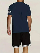 Back of men's navy blue Orrik 3D print set