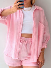 Model styled in blush pink Own Your Lane Luxe Set with nude slides for brunch dates and daytime hangs.