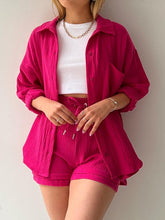 Model in deep rose Own Your Lane Luxe Set paired with platform sandals for casual get-togethers and patio dinners.