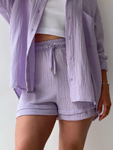 Model styled in lavender Own Your Lane Luxe Set, front view.