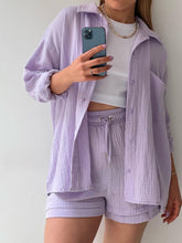 Model styled in lavender Own Your Lane Luxe Set with fresh white sneakers for casual dates and city walks.