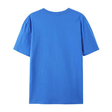 Back view of PureForm Luxe Cotton Tee in Pacific Blue showing classic round neck and clean minimalist design.