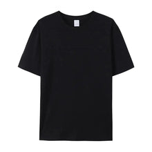 Front view of PureForm Luxe Cotton Tee in Black showing classic round neck and clean minimalist design.