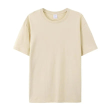 Front view of PureForm Luxe Cotton Tee in Khaki showing classic round neck and clean minimalist design.