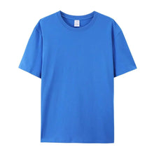 Front view of PureForm Luxe Cotton Tee in Pacific Blue showing classic round neck and clean minimalist design.