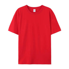 Front view of PureForm Luxe Cotton Tee in Red showing classic round neck and clean minimalist design.
