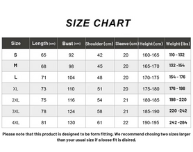 Size chart for PureForm Tee measurements.