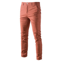 Red Aiopeson Slim Fit Chino Pants front view showing mid-rise waist and modern slim fit design.