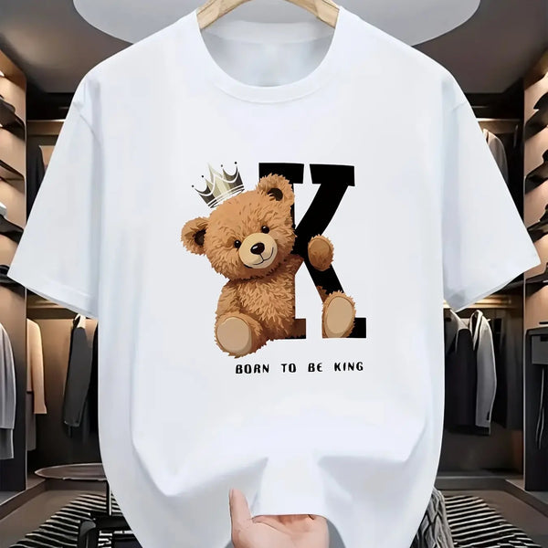Regal K Bear White Graphic Tee on hanger in luxury closet.