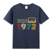 TapeWave Dark Blue 1972 Retro Graphic Tee front view.