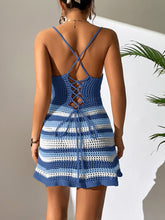 Royal blue Zephyrelle cutout stripe cover-up dress back view