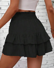 Black Ruffle flair high waist skort shorts back view