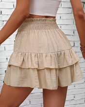 Khaki Ruffle flair high waist skort shorts back view