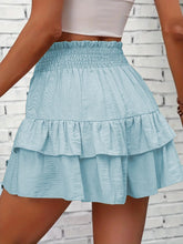 Sky Blue ruffleflair high waist skort shorts back view