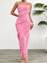 Model styling the Pink Seraflore™ Maxi Dress with pearl earrings, dainty bracelets, and nude sandals.