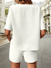 Back view of Soft But Savage Waffle-Knit Set in white, highlighting relaxed silhouette and textured fabric.