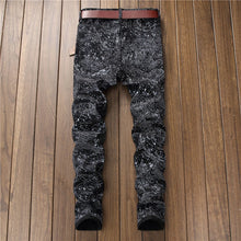 Back view of Sokotoo Men's Slim Black Printed Jeans