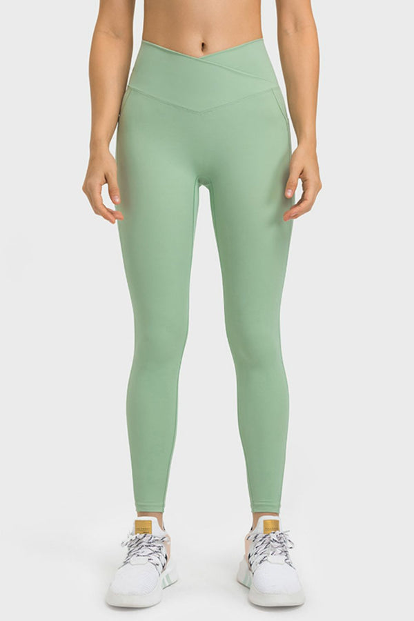 front view of solunexa fit leggings mint color activewear