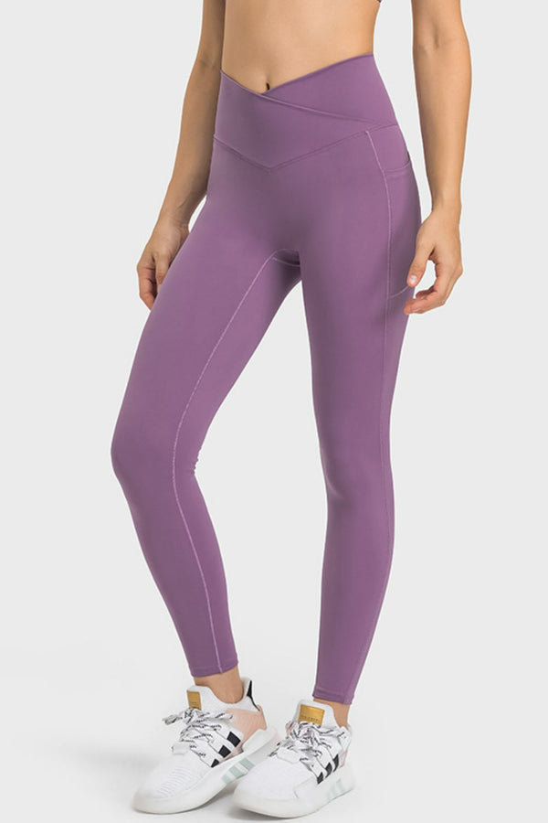 nt view of solunexa fit leggings purple color activewear