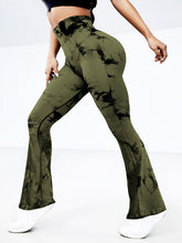  side view yoga asana in spectraflow bootcut leggings army green