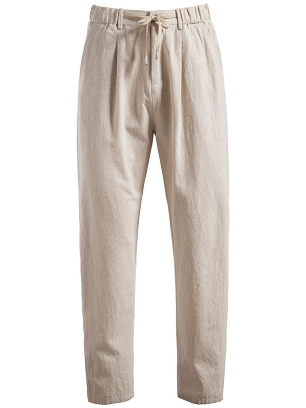 Stravere drawstring straight chinos front view in beige
